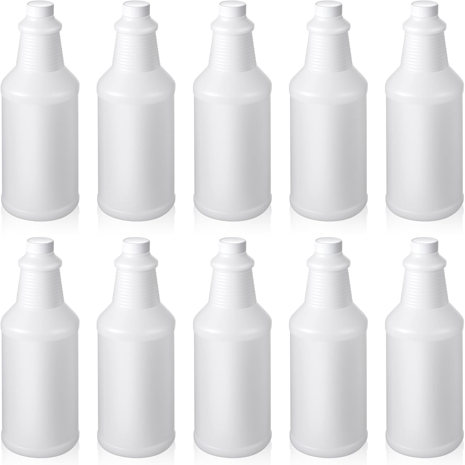 Honeydak 10 Pcs Chemical Resistant 32 oz Bottles, Commercial-grade Quality Reusable Plastic Bottle, Hdpe Plastic, Suitable for Home, Garden, Work (Nozzles Not Include)