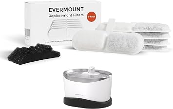 Whiskertons Replacement Filters for EverMount Wireless Cat Water Fountain WWF001, 3 Months Set of Cat Fountain Filter Replacements, White, 5 Count