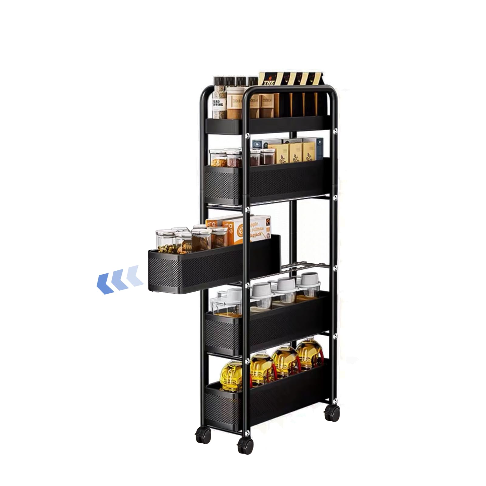 Amazon.co.jp: ママ倉 キッチンワゴン 隙間収納 スライド式 キャスター