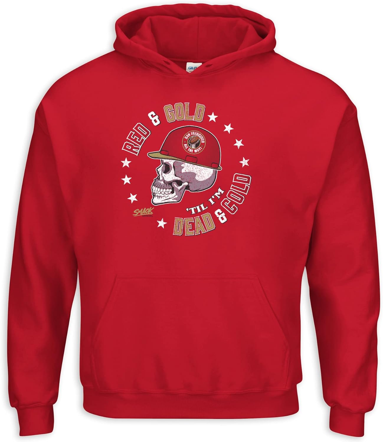 Smack Apparel San Francisco Football Fans. Red & Gold Til I'm Dead and Cold Red T-Shirt (Sm-5X)