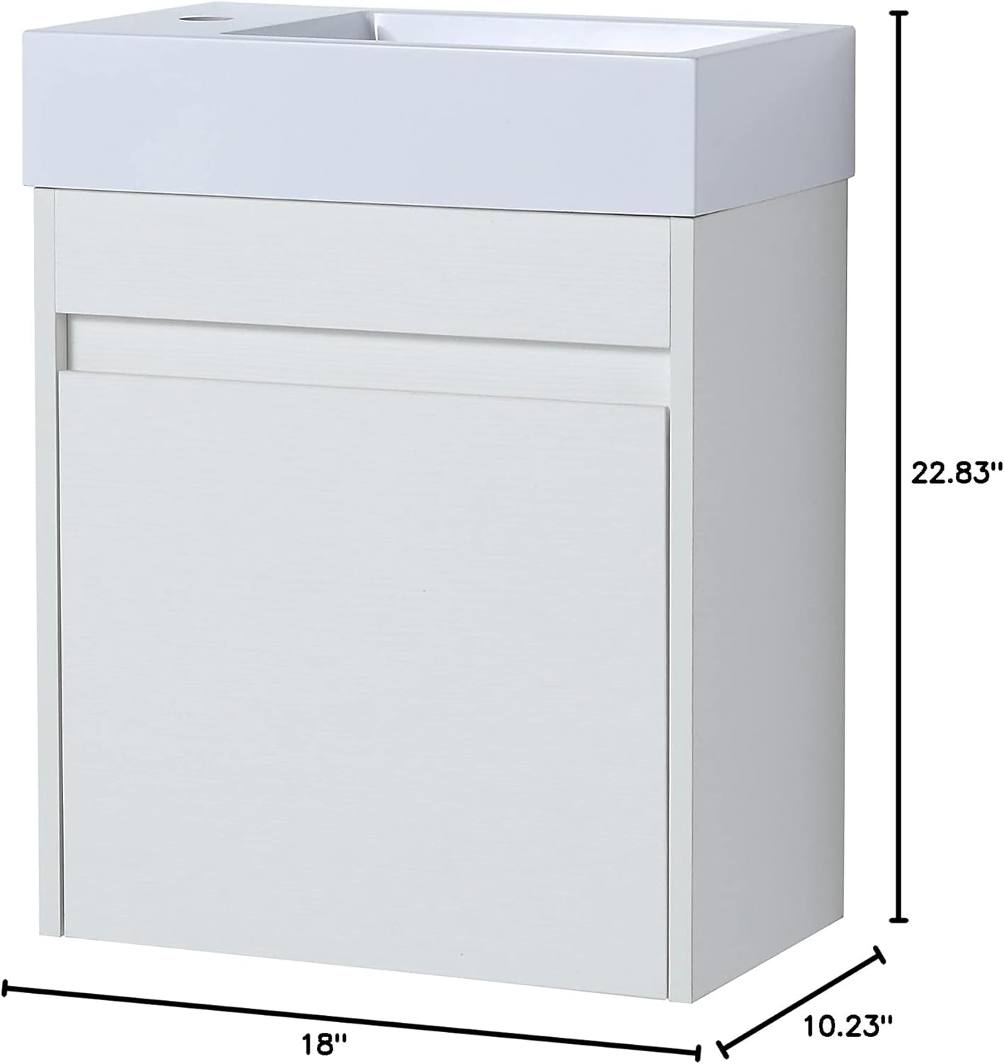 18'' Wall Mounted Bathroom Vanity with White Resin Sink & Soft-Close Cabinet Door for Small Space, Modern Design Bathroom Vanity for Bathroom
