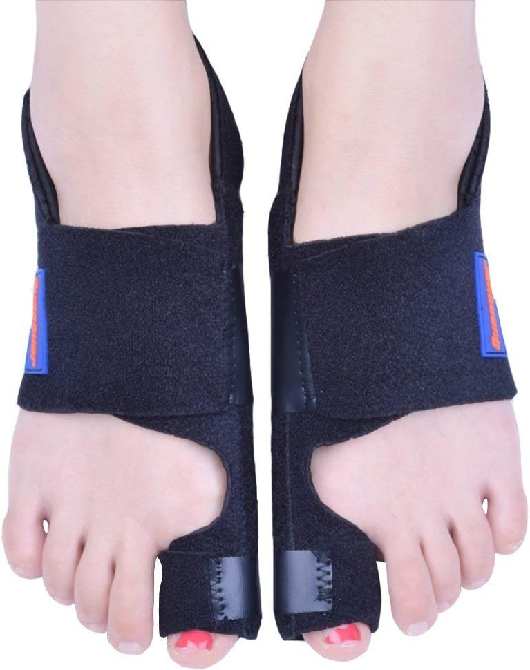 Bunion Corrector by Quanquer [Pair] - Bunion Splint Toe Straightener Brace for Hallux Valgus Pain Relief Fits Men & Women (Black)