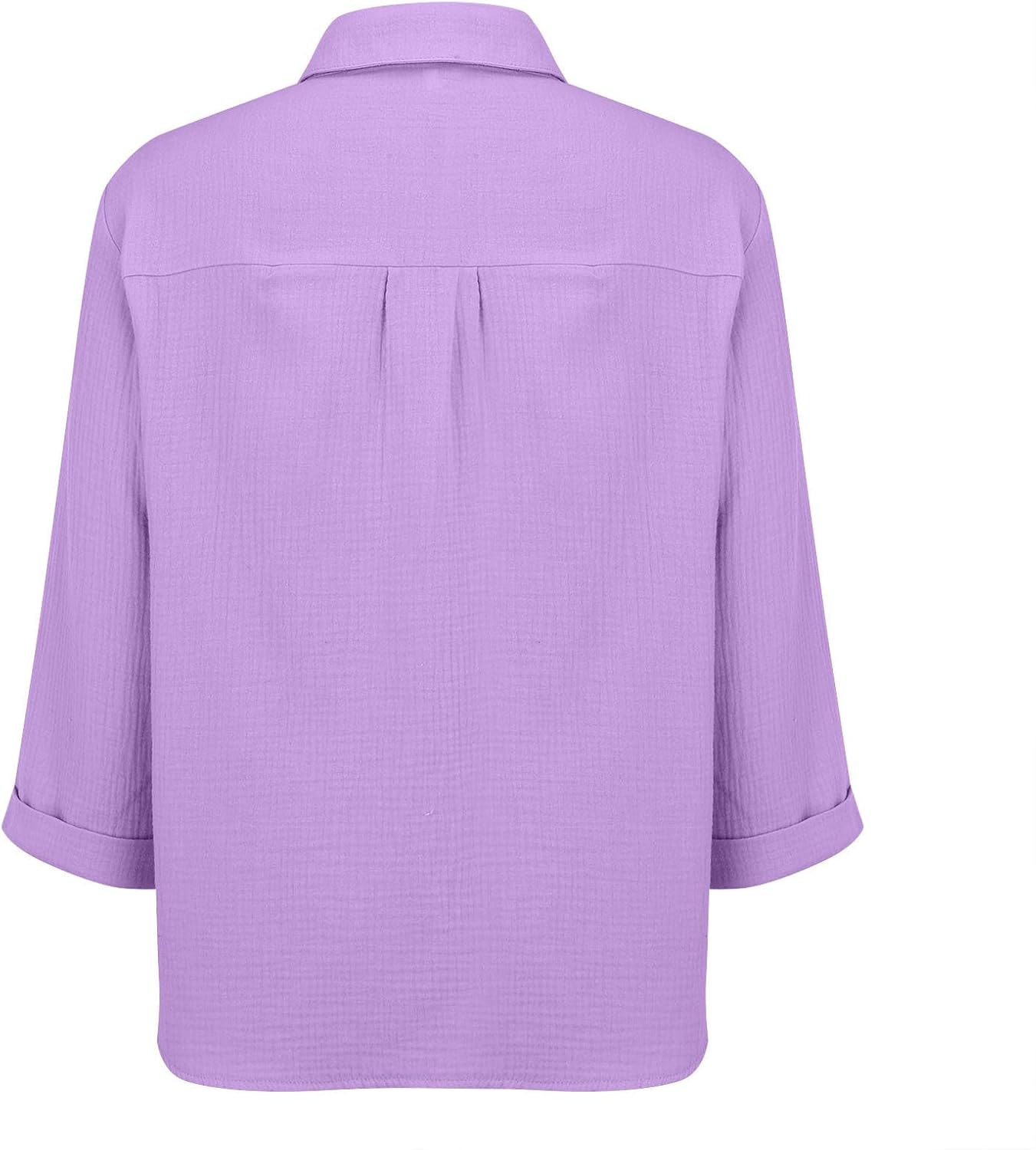 Women's Button Down Shirts 3/4 Sleeve Collar Lightweight Solid Color T Shirt Dressy Work Business Blouse Tops