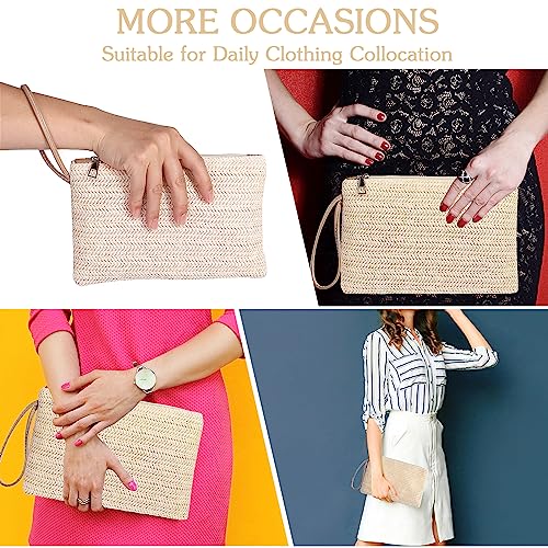 Molain Damen Stroh Clutch Bag Sommer Strand Tasche Handtasche Wristlet Tasche Stroh Clutch Purse Stroh Handtasche für Frauen Mädchen