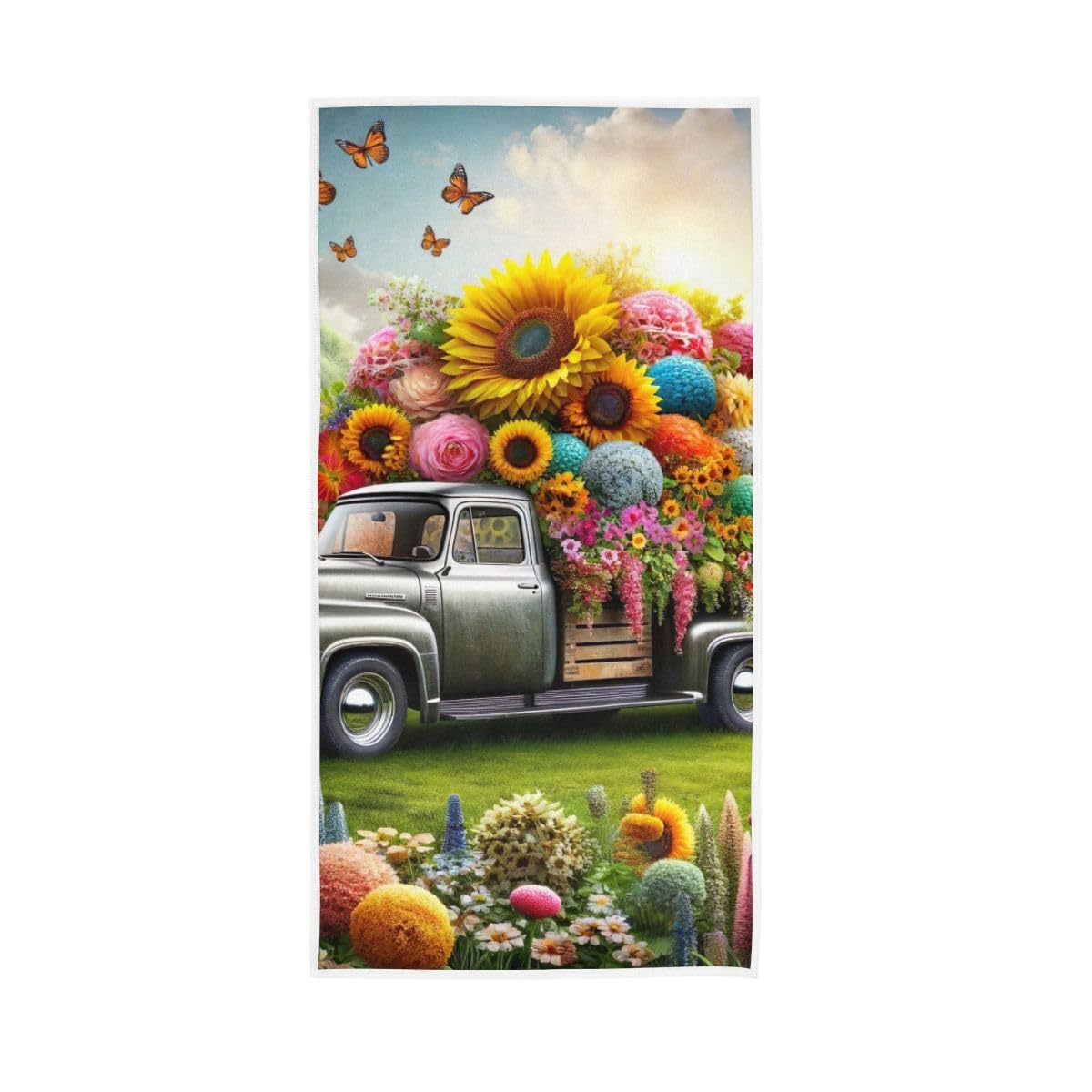 LSRCPD Floral Garden Car Hand Towels, Hand Towels and Washcloths for Bathroom 15 x 30 Inches