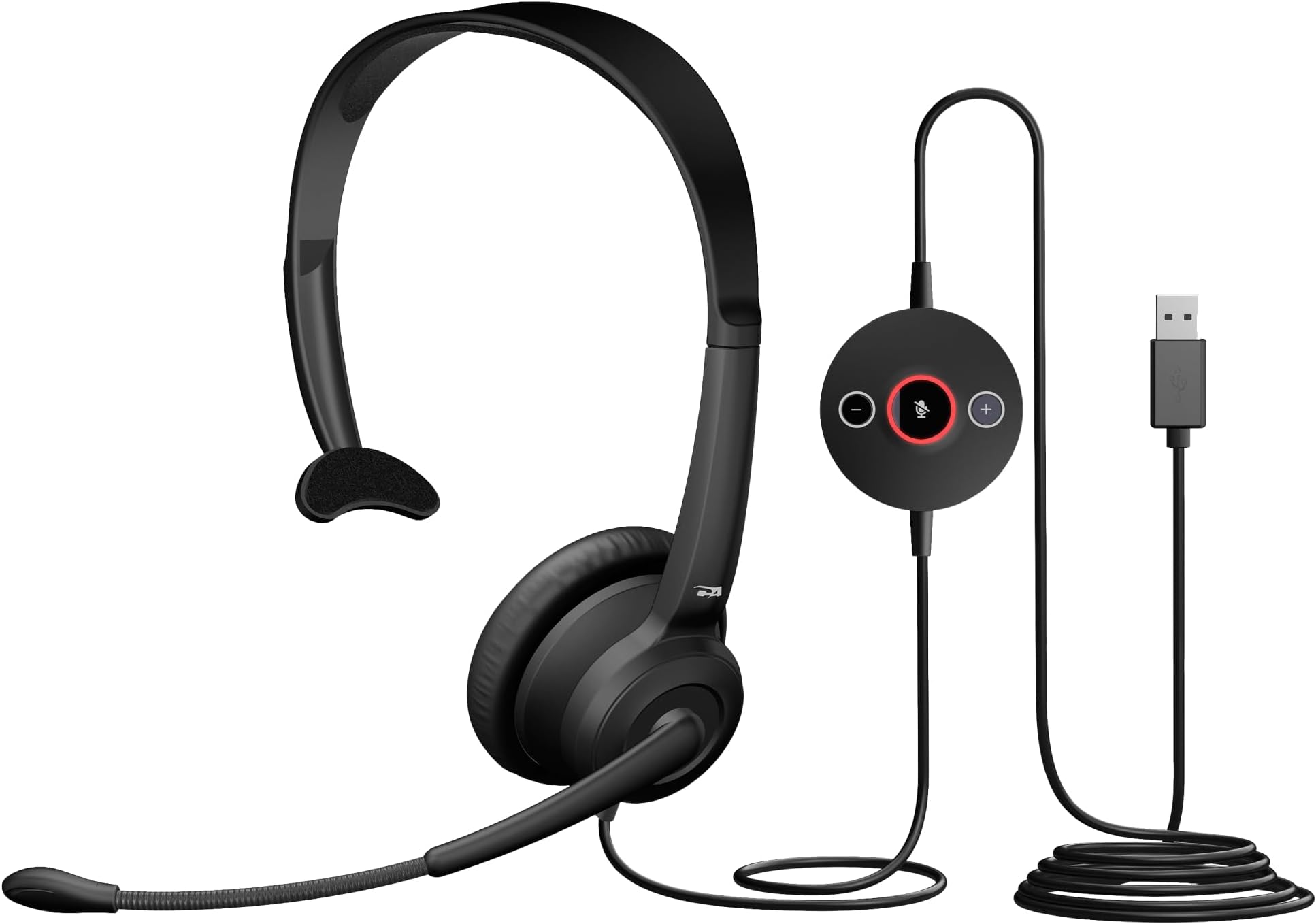 Cyber Acoustics Mono USB Headset with Noise Cancelling Microphone (AC-104ENC) – Call Center & Office Single Ear Wired Headphones, ENC Mic for Computer Work & Online Meetings