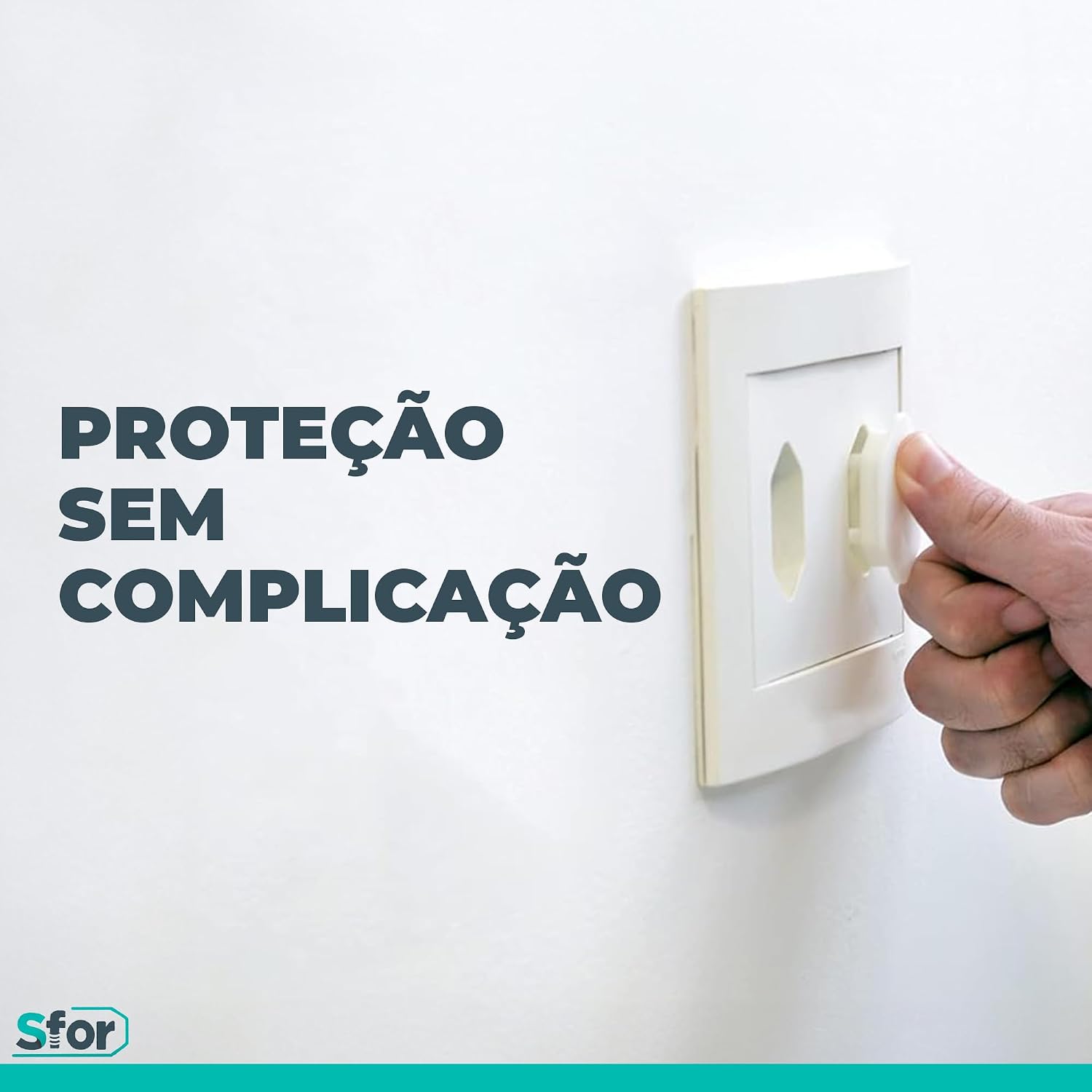 Sforplast Sfor | Protetor De Tomada Branco | 50 Peças | Proteção Para Bebês E Crianças