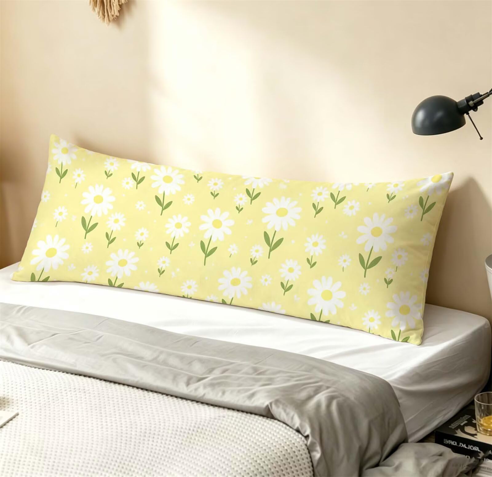 Giallo-4 Federe Cuscino Letto 50 x 150 cm, Grande Cuscini per Divano Lino,