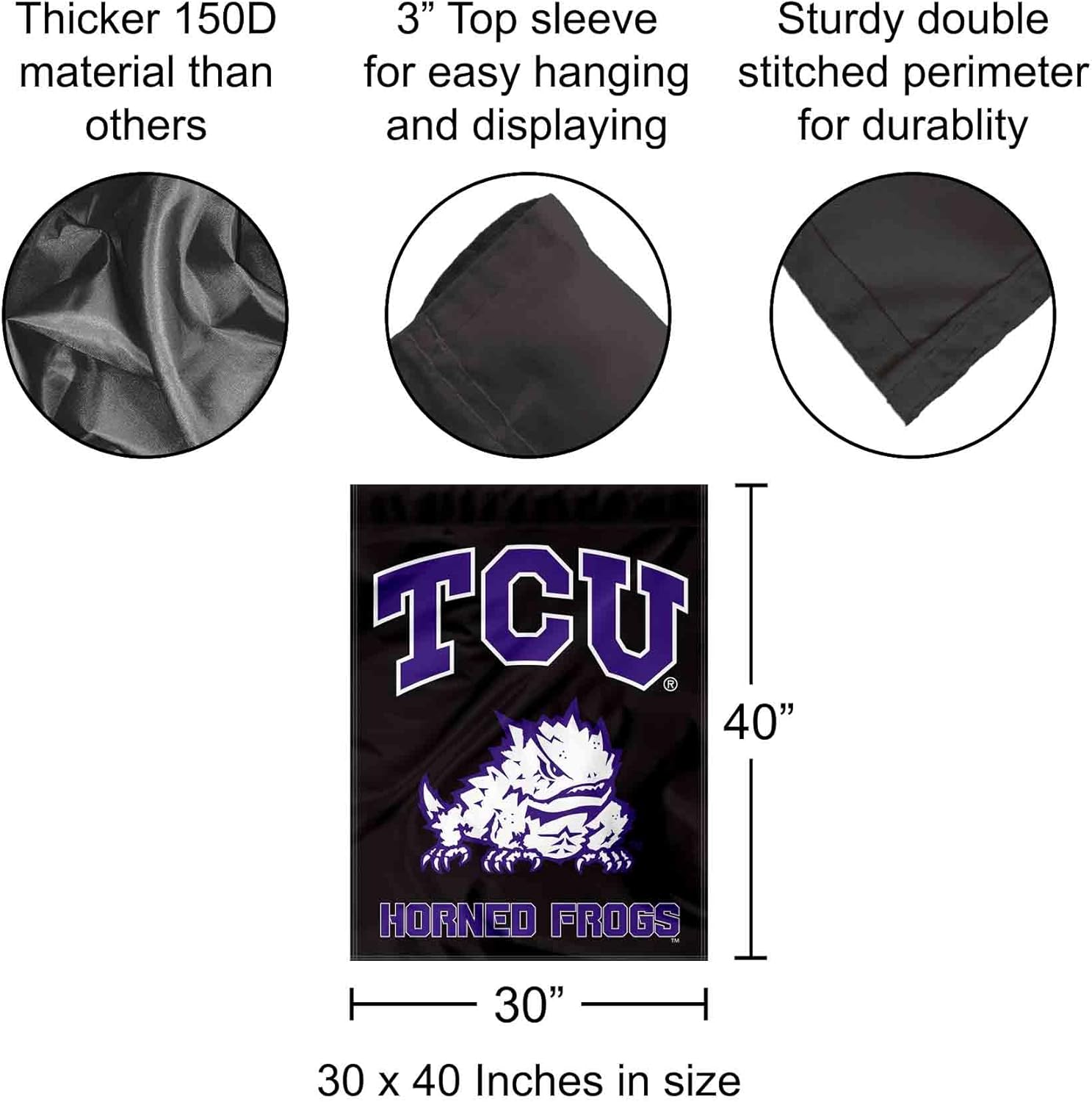 TCU Horned Frogs Black Banner House Flag - Image 2