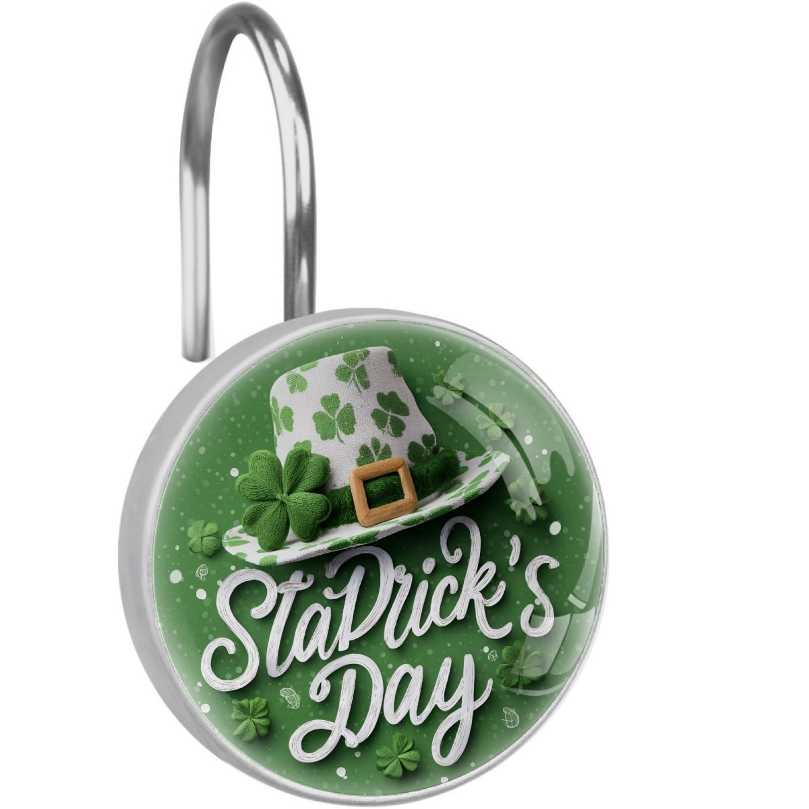 VAPOKF Decorative Shower Curtain Hook: St. Patrick's Day Rustproof Stainless Steel Shower Curtain Ring for Bathroom - Shower Curtain Hook & Hangers - Set of 12