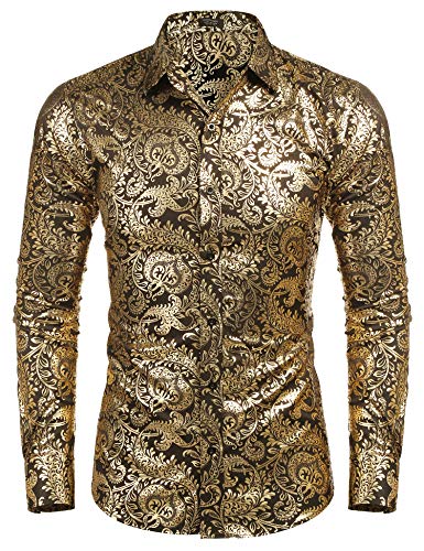 Coofandy Mens Luxury Design Shirt Floral Dress Casual Button Down #TOP1
