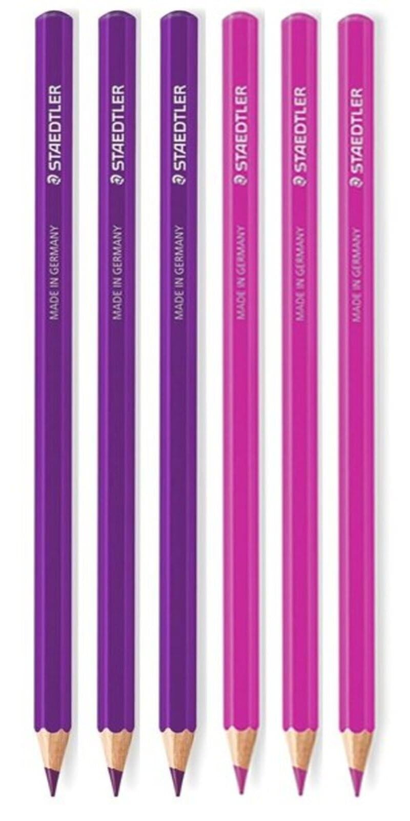 Staedtler H&E Stain Colour Pencil Set � Pack of 6 (3 Violet + 3 Pink) Medical Student Pencils for Histology & Pathology Use