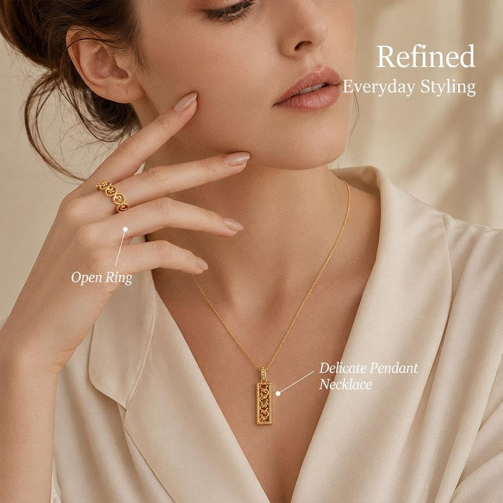 Set Gioielli In Argento A Volute, Con Collana E Anello