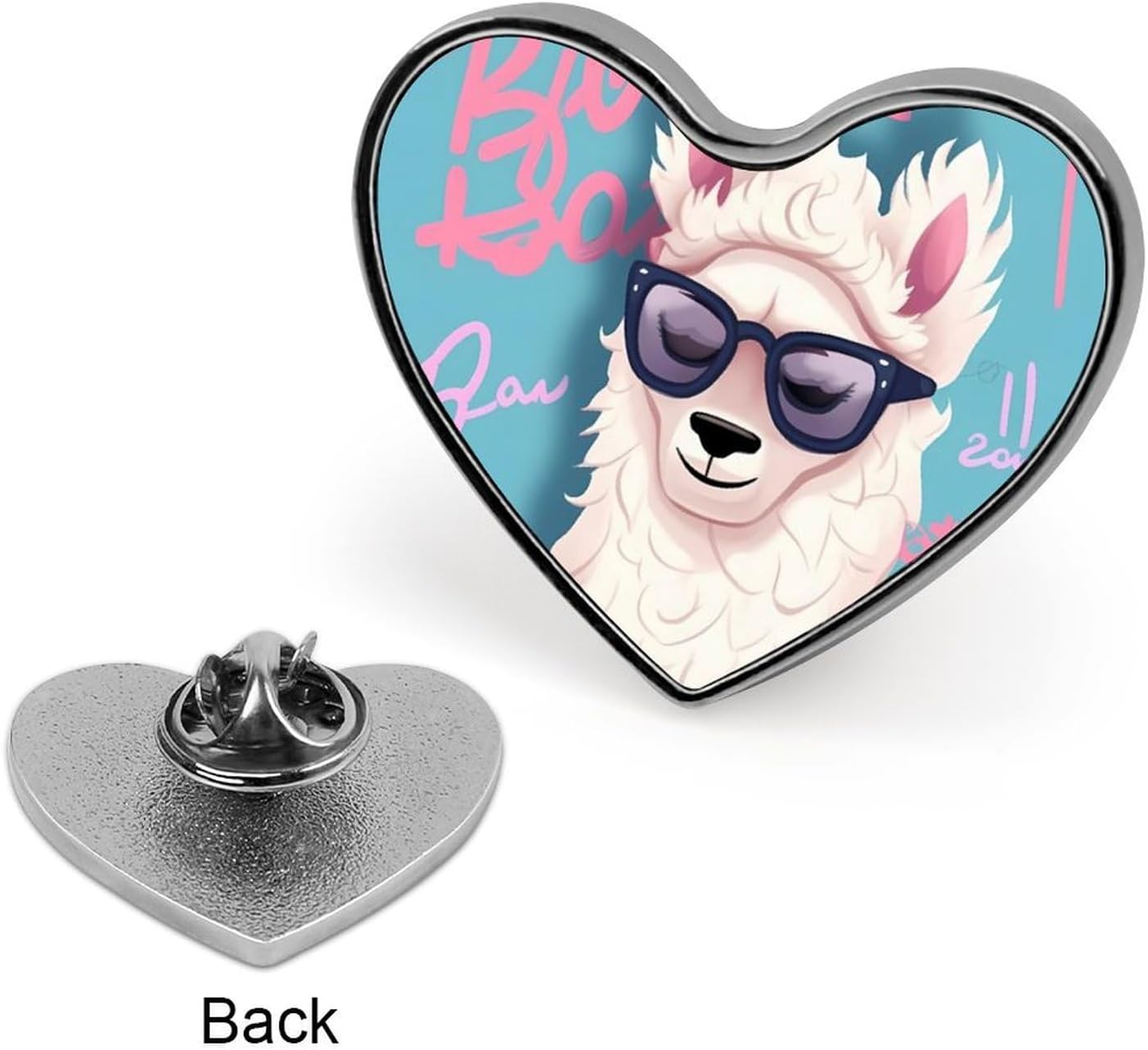 Cool Liama Badge Heart Design, Cute ID Badge Holder for Woker, Metal Badge Brooch, Love Heart Lapel Pins for Men Women Doctor Gift Backpacks and Coat Accessories image 3