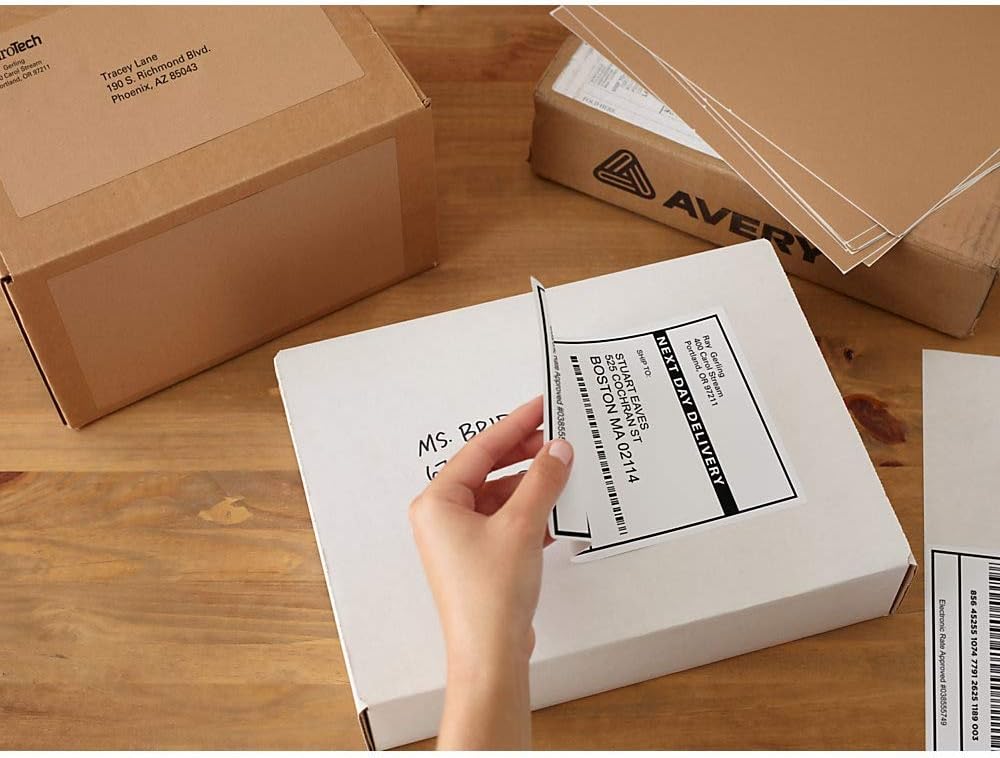 Avery Full Sheet Printable Shipping Labels, 8.5" x 11", White, 25 Blank Mailing Labels (5265)
