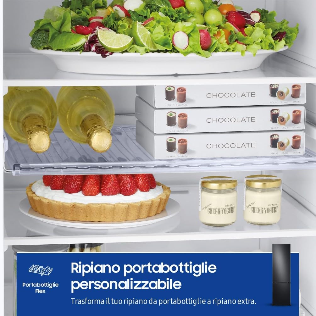Samsung BESPOKE AI RB38C7B6AB1/EF Frigorifero Combinato, WiFi, SpaceMax, Twin Cooling Plus, Total No Frost, Motore Digital Inverter Garantito 20 Anni, 387 L, LxAxP: 59,5 x 203 x 65,8 cm, Antracite