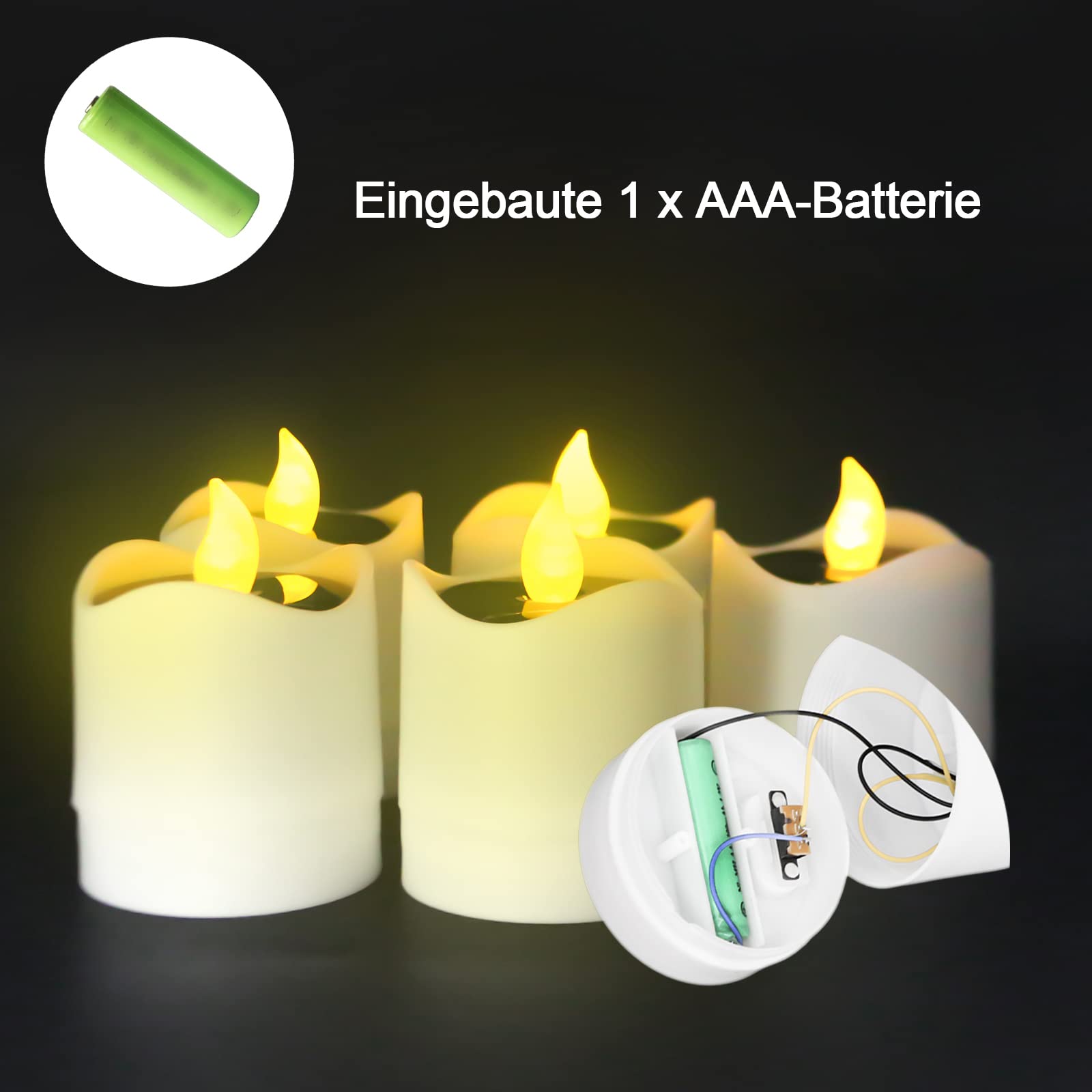 6 candele solari da esterni, senza fiamma, a LED, impermeabili, per esterni e giardini, cortili, viali, balconi, matrimoni, feste, decorazioni per la casa