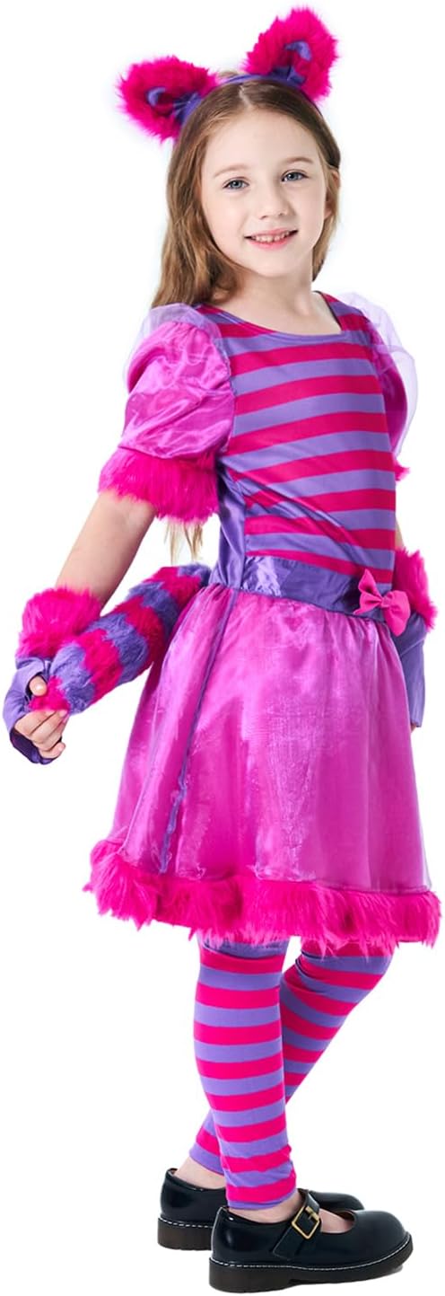 Wizland Cheshire Cat Costume for Girls.Halloween,Dress Up Party and Roleplay Cosplay. - Image 5