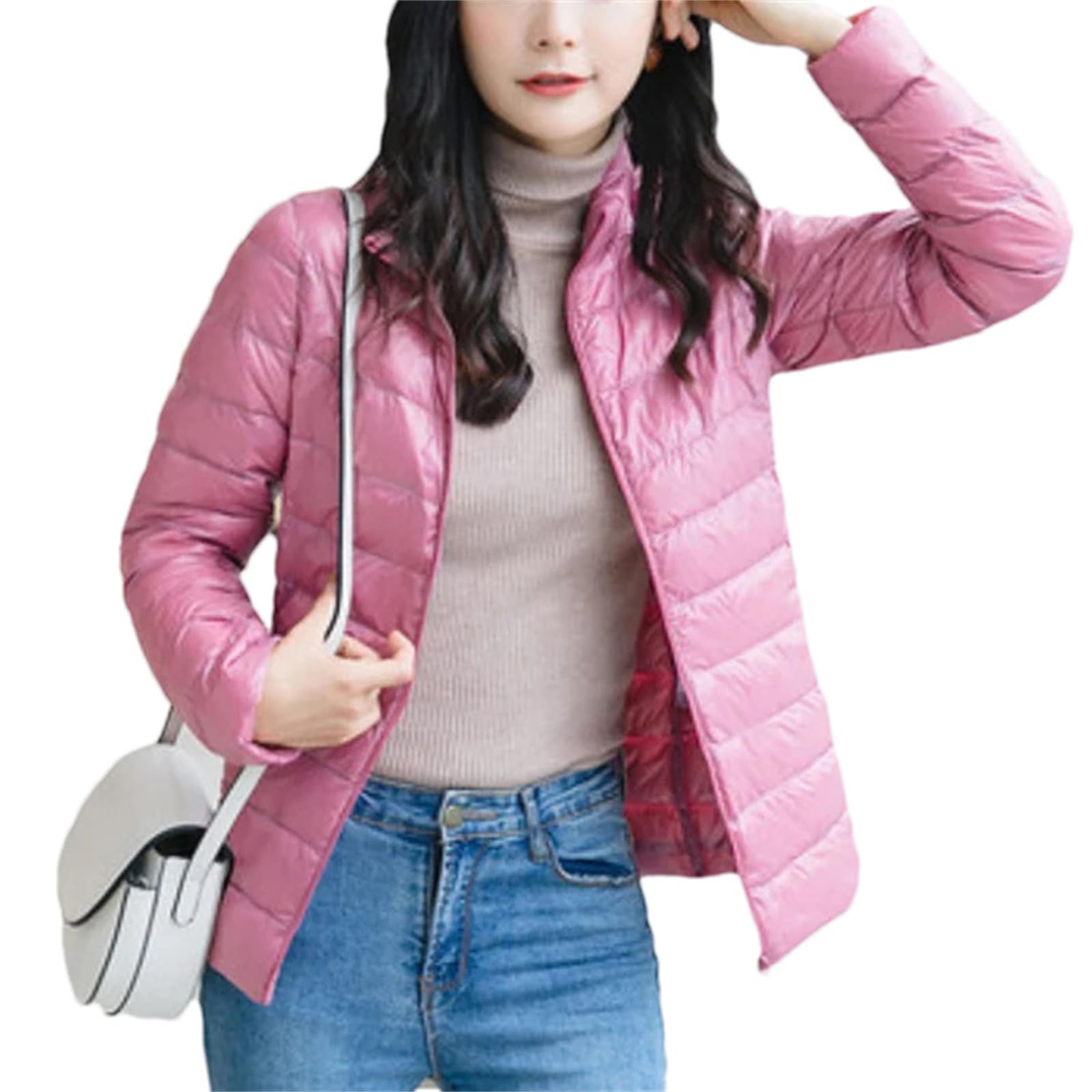 Chaqueta De Plumón De Pato Ligera Para Mujer - Abrigo De Plumas Con Capucha De Invierno Cálido, Tela Acolchada Para Mujer Para Niñas