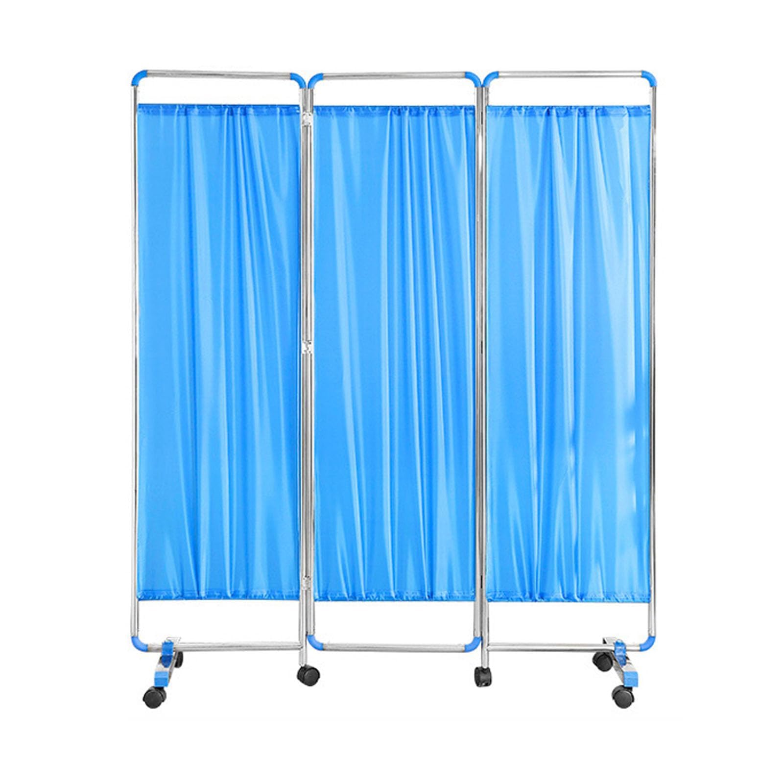Cloison de séparation médicale mobile pliable en acier inoxydable bleu