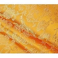 Tissu Satin Jacquard Chinois Doré - Motif Dragon, Vente Au Mètre - Pour Qipao, Robe