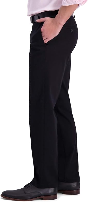 Haggar Men's Khaki Straight Fit Flat Front Flex Waistband Casual Pant Casual Pants