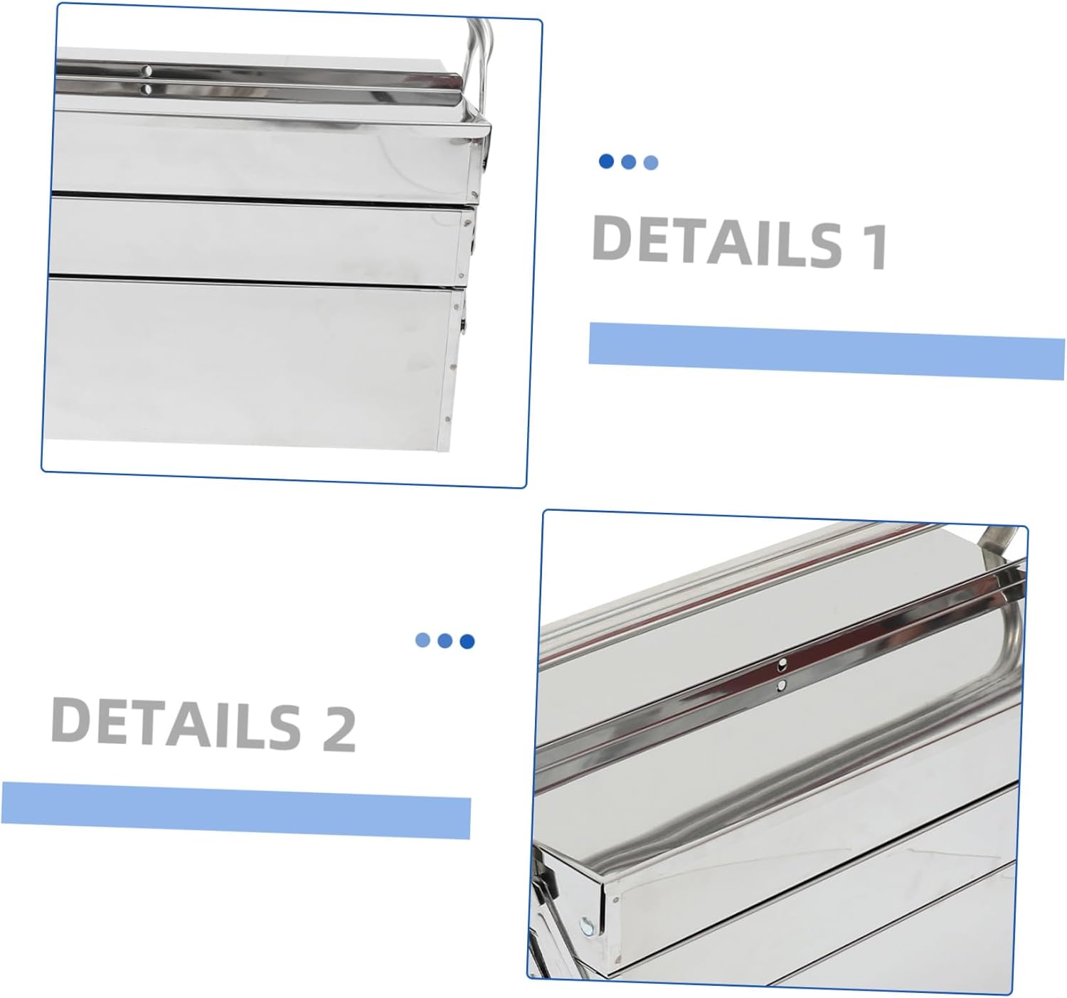 Gatuida Household Stainless Steel Tools Suitcase Foldable Storage Box with Handheld Design for Home Repair Organizer for Screwdrivers Wrenches and Tools