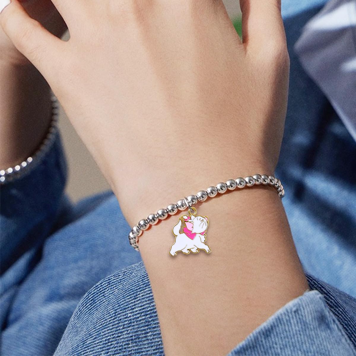 24 Pieces Enamel Cat Charms for Jewelry Making, 6 Styles Cute Pink Cat Charms Earring Necklace Bracelet Pendants DIY Crafts - Image 4