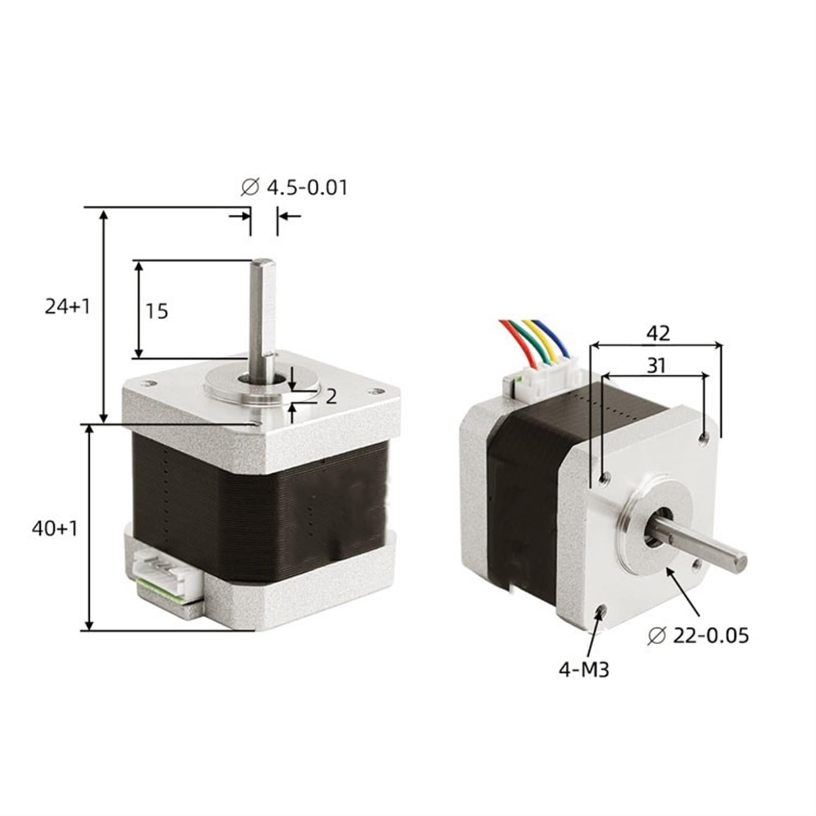 5pcs 2 Phase 4 Wire 42mm Stepper Motor 40N.CM 1.5A 1.8 Degree Nema 17 Stepper Motor 17HS4401 30cm Wire Scena Montaż
