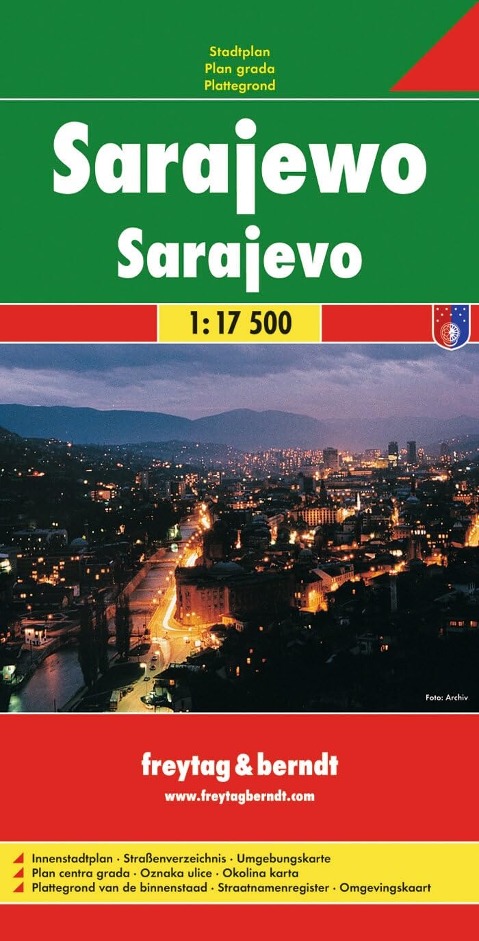 Sarajevo, City Plan 1:17.500 by Freytag-Berndt (Sheet map, folded)