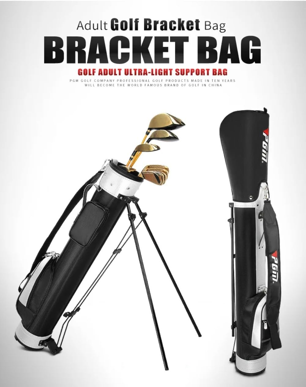Bolsa unisex para 9 palos de golf con soporte de golf, bolsa de soporte de golf portátil de poliuretano para hombres y mujeres