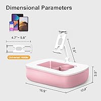 Vista 7 de Soporte de almohada para tableta para uso regazo, cuenco de aperitivos y brazo giratorio de 360°, soporte ajustable para iPad para cama, sofá y Rosa