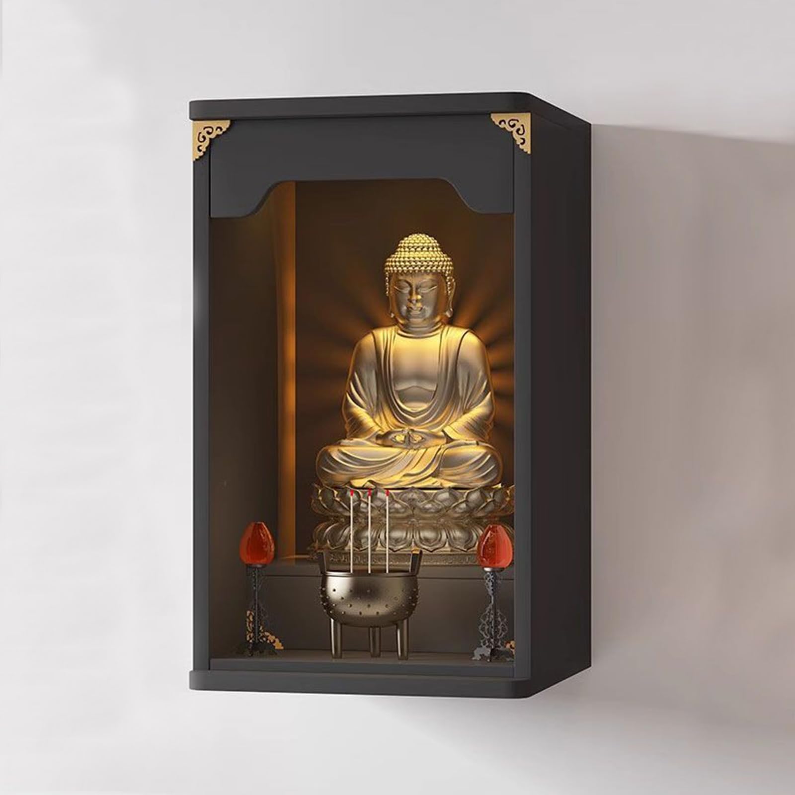 Étagère d'autel murale en métal avec tablette rétractable pour la divination