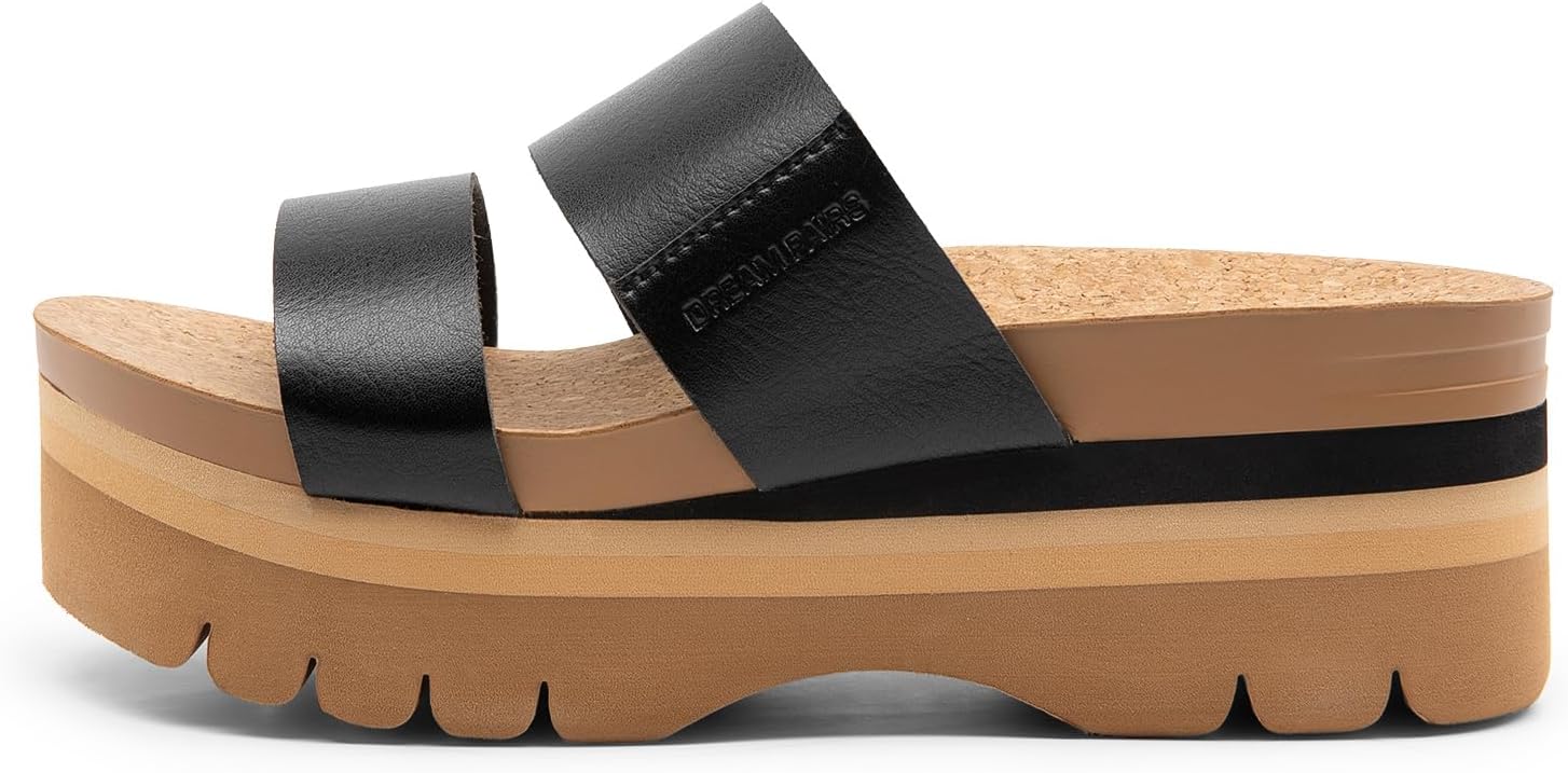 DREAM PAIRS Women's Platform Slides Sandals Comfortable Arch Support Footbed Two Strap Slip-on Fashion Beach Wedge Sandals - Image 3