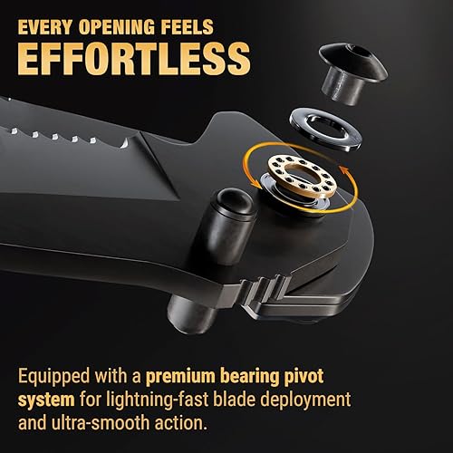 Vista 19 de Navaja de bolsillo legal con hoja dentada de 2.95 pulgadas, rompedor de vidrio, cortador de cinturón de seguridad, cuchillos plegables afilados EDC