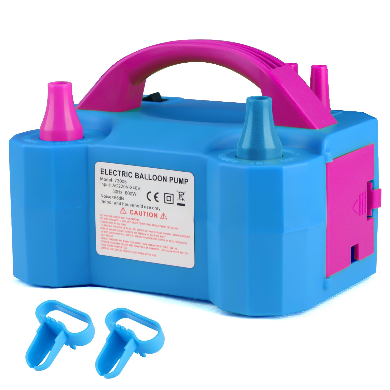 OWill Electric Balloon Pump UK,Portable Balloon Pump with Dual Nozzle Balloon Inflator (AC220-240V 600W),Balloon Machine for Fast Easy Bulk Balloons Filling (Blue)