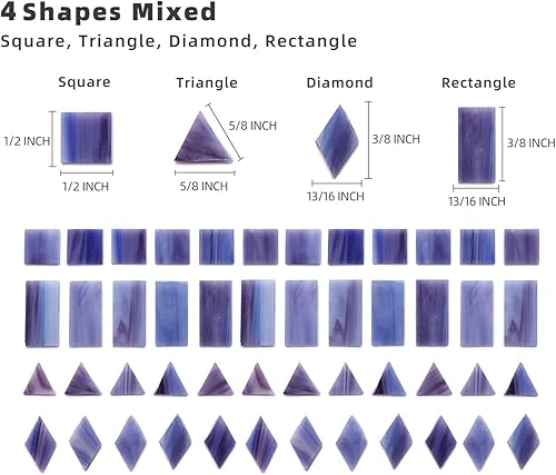 Vista 138 de Lanyani Azulejos de mosaico de vidrio para manualidades artísticas, 4 formas mixtas de vidrieras Tiffany, 200 piezas, Café