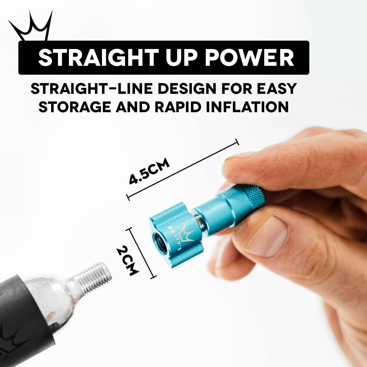 Peaty's CO2 Tyre Inflator Head Only - Unique Compact Straight Line Design for Maximum Airflow & Rapid Inflation, Presta Valve Compatible Bike Tire Pump for Mountain, Road & Gravel Bikes