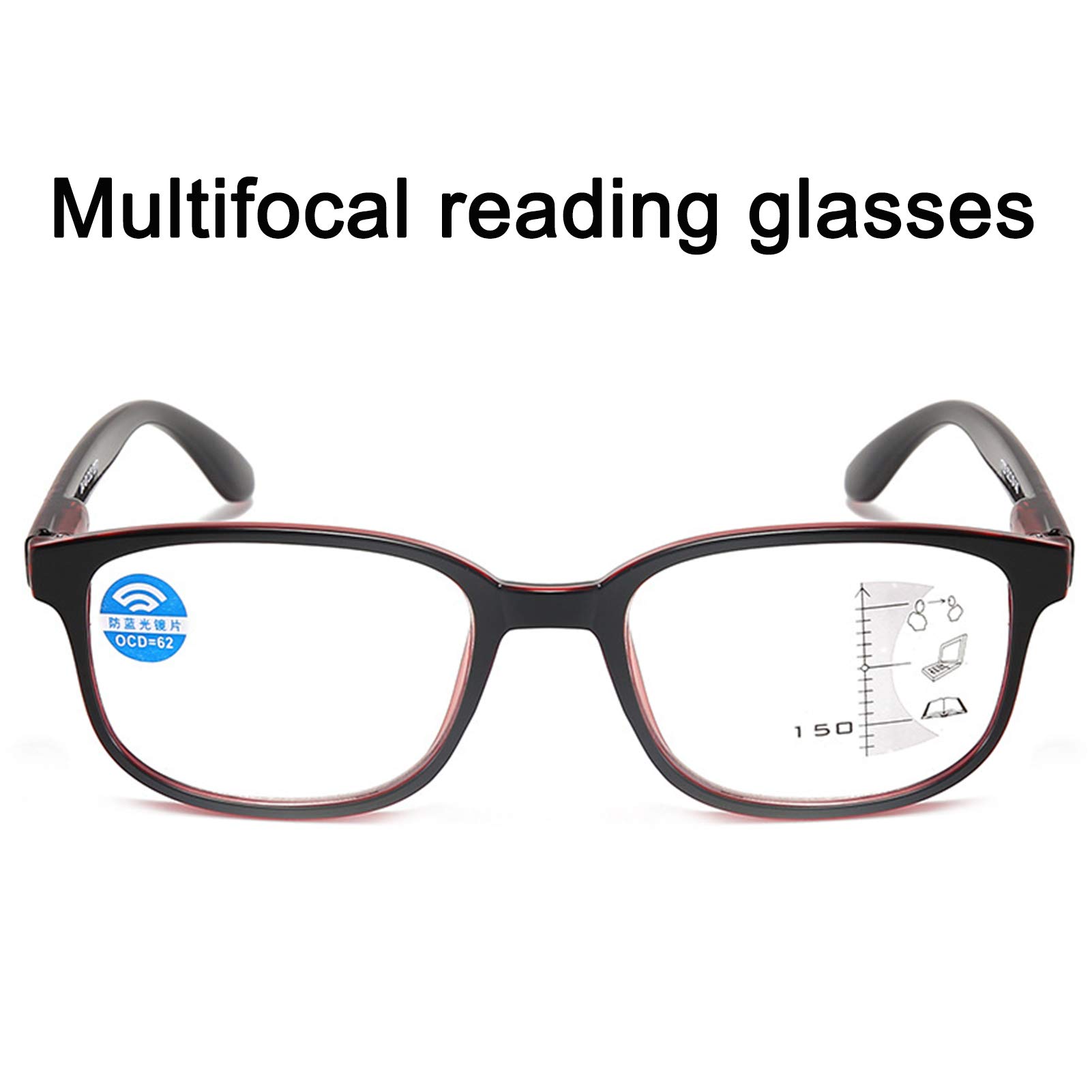 Gafas De Lectura,Lector De Gafas De Ordenador Multifocal Progresivo,Gafas De Ayuda para La Visión con Luz Azul,Herramientas De Lectura, Unisex