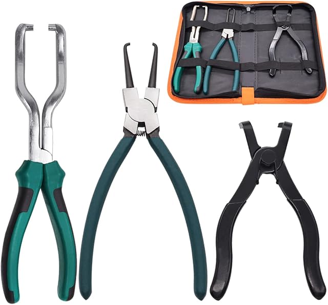 Ruibapa 3PCS Fuel Line Pliers Kit Includes Fuel Filter Calipers Tool 80 Degree Disconnect Pliers and fuel line Pliers for Auto Maintenance P-035-kit