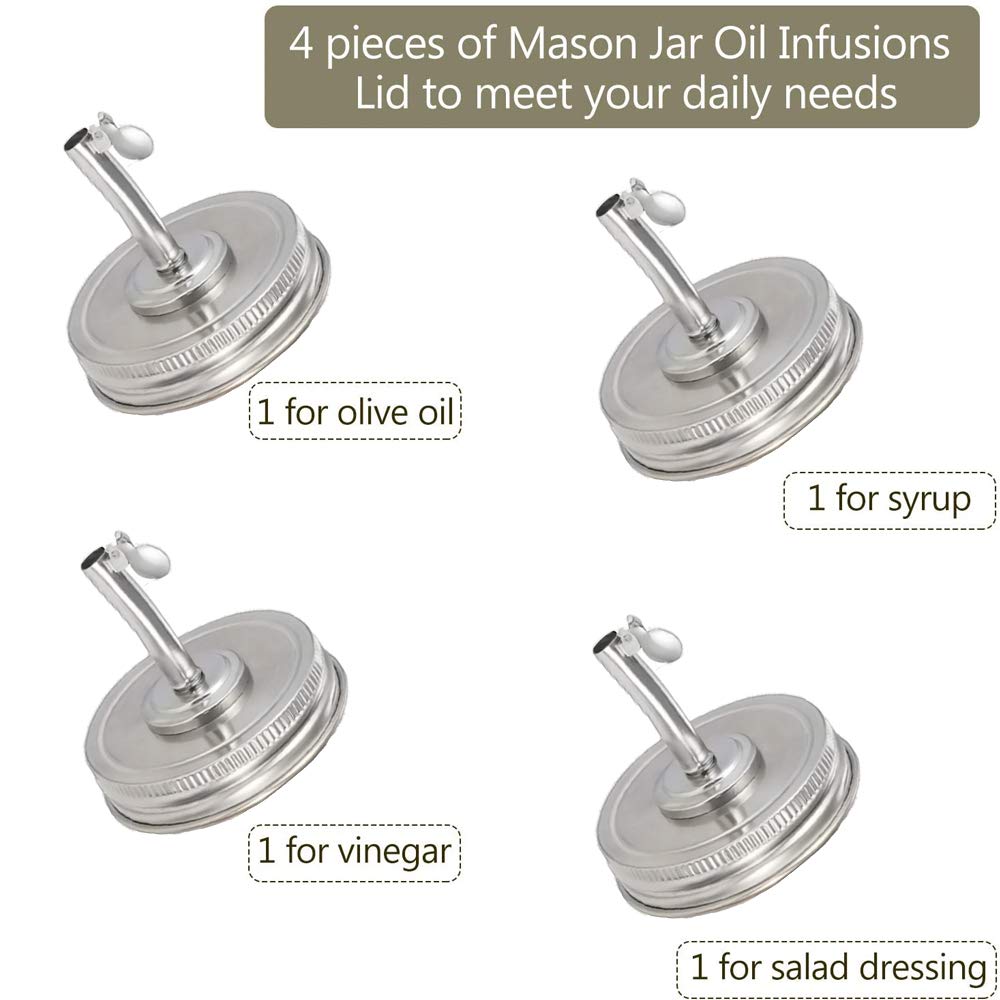 Coperchi Per Barattoli Mason Con Beccuccio - In Acciaio Inox Per Olio, Aceto, Liquori, 2 Pezzi - Foto 8