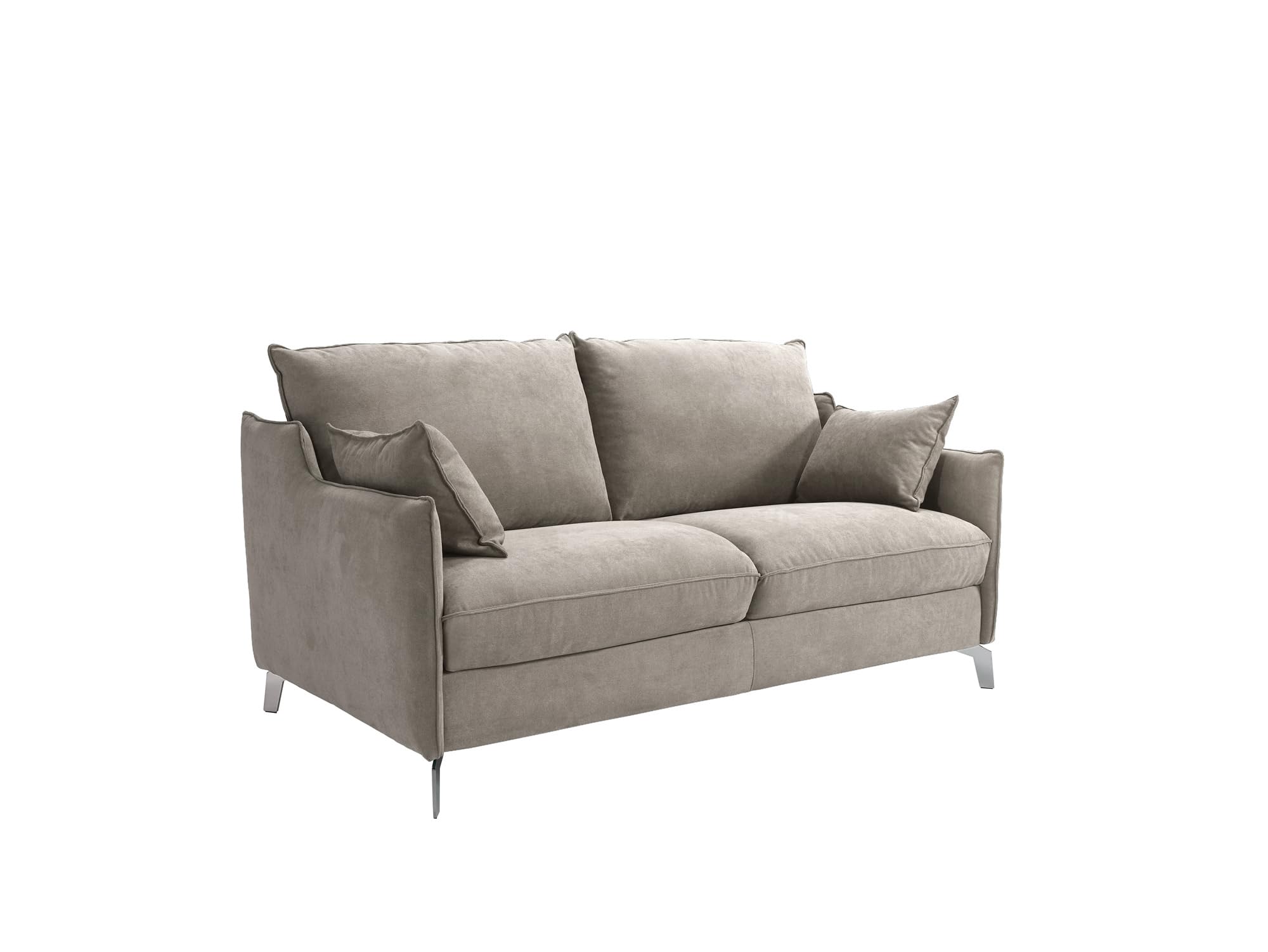 Divano Letto SILVIO 3 Posti Struttura in Metallo e Legno Imbottitura in Gomma di Poliuretano Rivestimento in Tessuto Rete ad Apertura Rapida Materasso 140x190cm H14cm Colore: Camel
