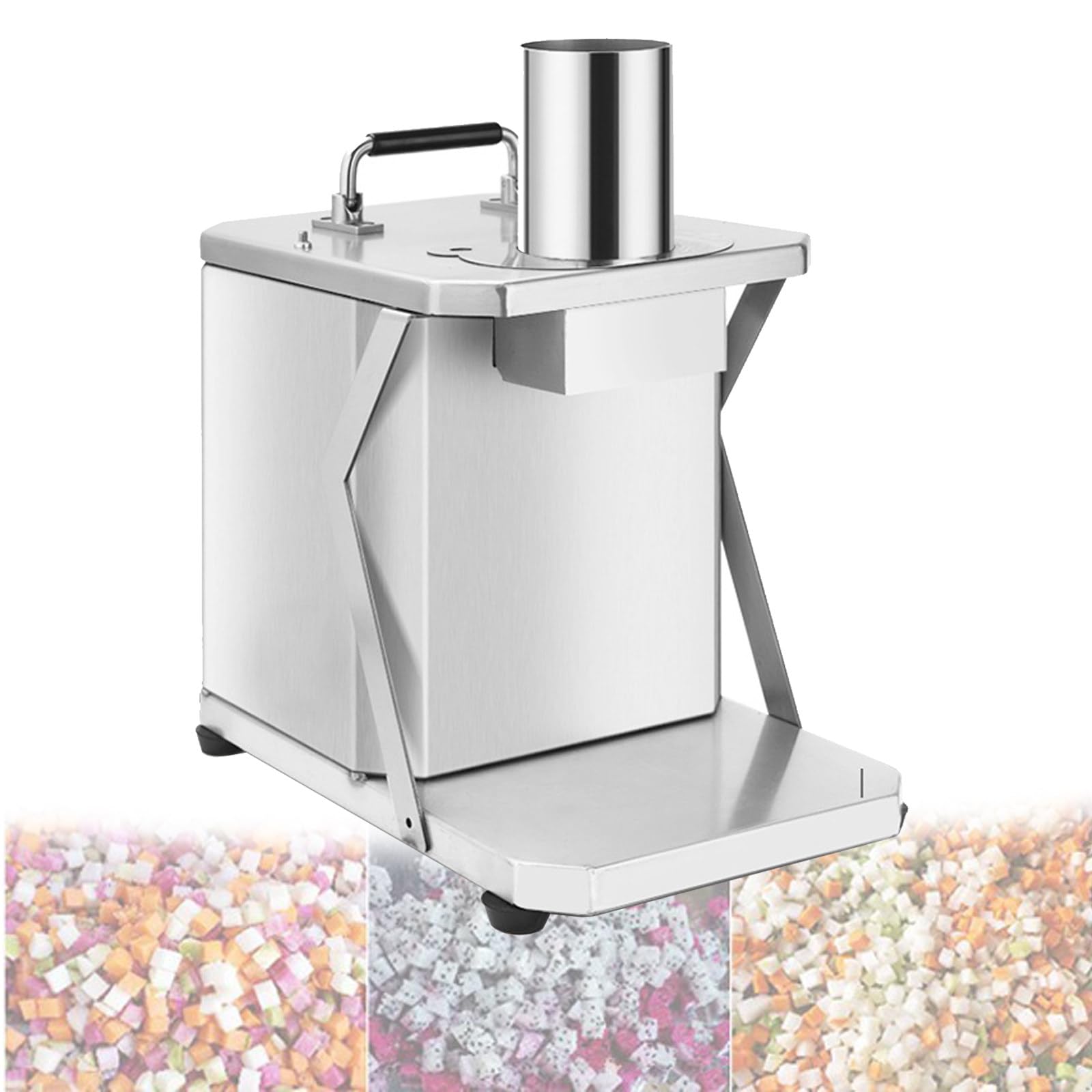 Tagliaverdure Automatico Robot da Cucina Commerciale Tagliafrutta con Reti per Coltelli a Dadini 6/8.2/9.3/12.5/15mm - Tritatutto per Verdure 200w