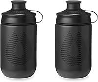 HydraPak Breakaway Muck 15oz Mountain Bike Water Bottle 2-Pack - High-Flow Squeeze with MuckGuard Dust Cover, Charcoal
