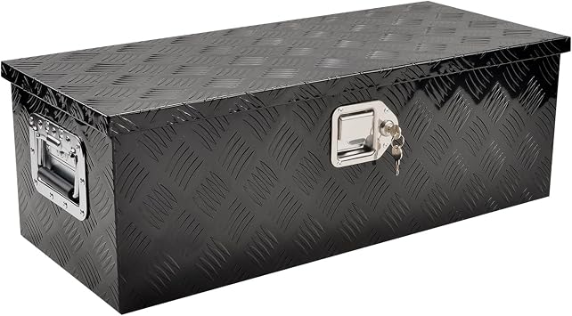 30 Inch Black Aluminum Tool Box 5 Bar Tread ToolBox for Truck Bed Car Outdoor Trailer Pickup Underbody RV ATV Storage Underbed Tools Organizer w/G Lock &Keys - 30X13X10