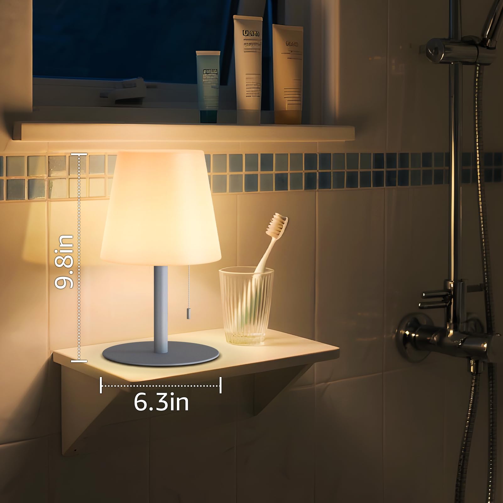 uuffoo Duschlampe, wasserdicht, 8 Farben, Duschlicht, wiederaufladbar, kabellos, batteriebetrieben, LED-Tischlampen für den Außenbereich, dimmbar, tragbar, für Innen- und Außenbereich, Badezimmer