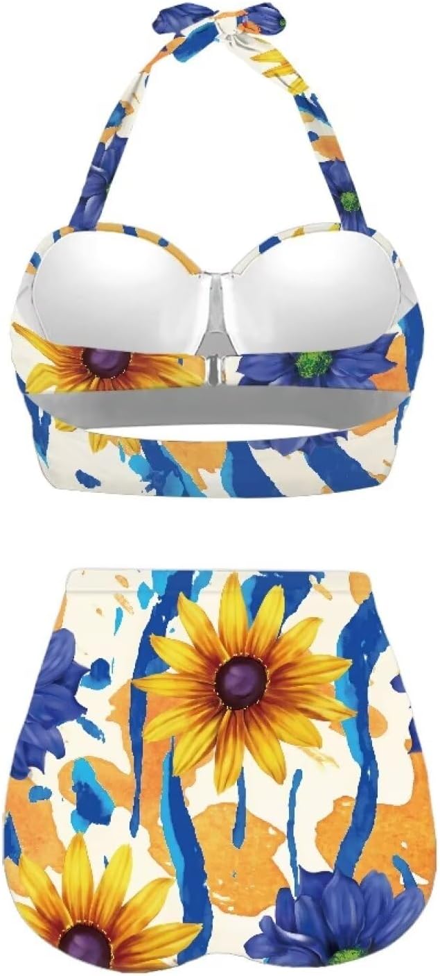 Suobstales Womens High Waisted Bikini Sets Two Piece Push Up Halter Bathing Suit Top Swimsuits Swimwear Bathing Suits S-2XL