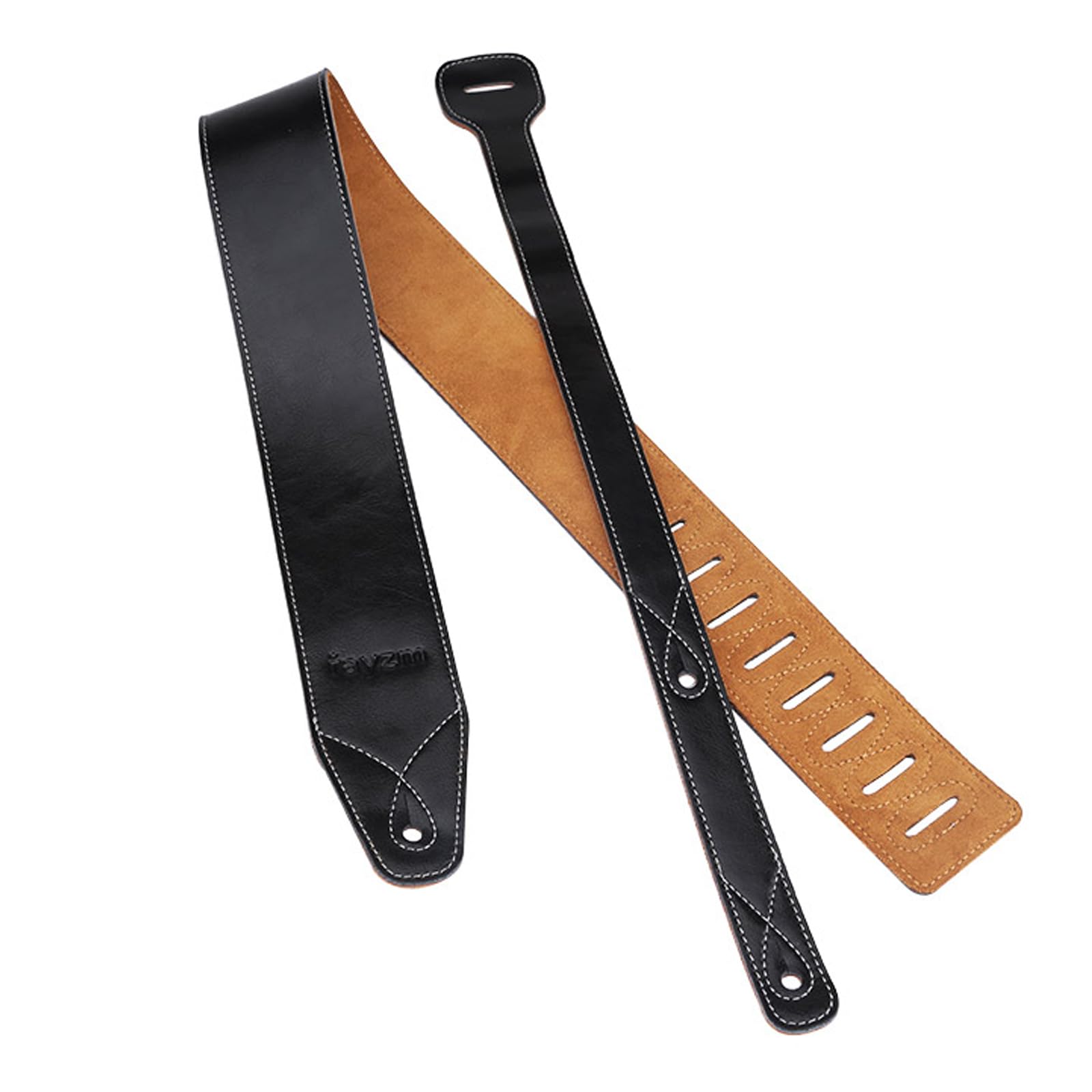 rayzm pasek gitarowy z zamszową podszewką, wysokiej jakości pasek z prawdziwej skóry do gitary akustycznej/elektrycznej lub basowej. 6,5 cm szerokości i regulowana długość od 108 do 140 cm
