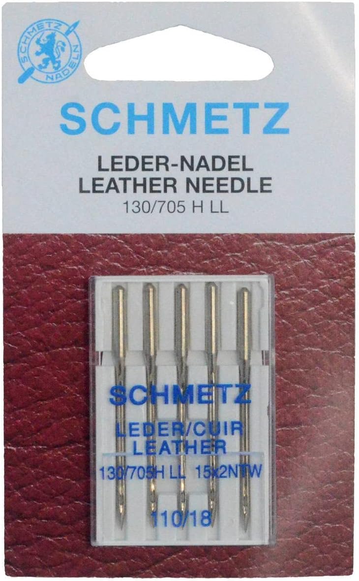 SCHMETZ | 5 Sewing Machine Needles | Leather LL | 130/705 H LL | Size 110/18