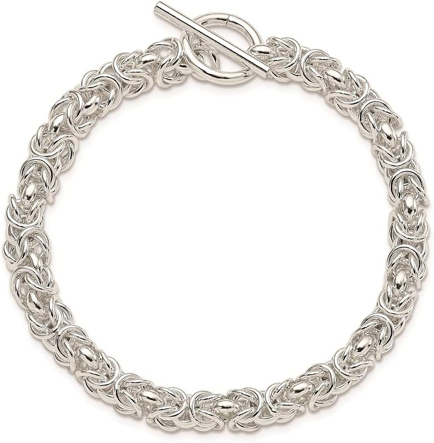 Diamond2Deal 925 Sterling Silver Fancy Link Toggle Bracelet 7.5"